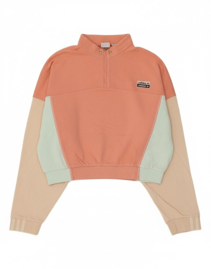 Adidas Dame Oversized Crop Sweatshirt Jumper UK 14 Medium Pink