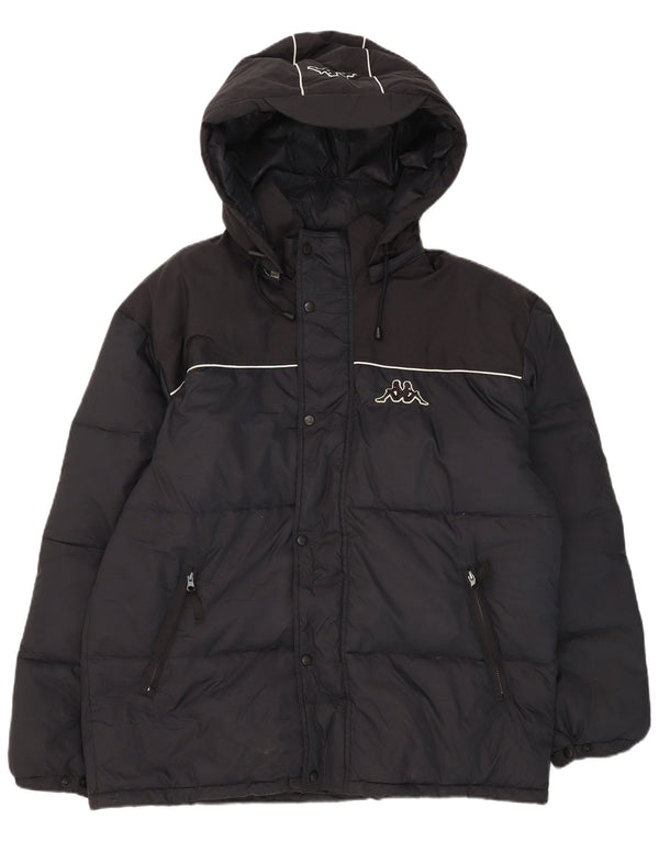 Kappa Herre grafisk hættepolstret jakke UK 42 XL marineblå nylon