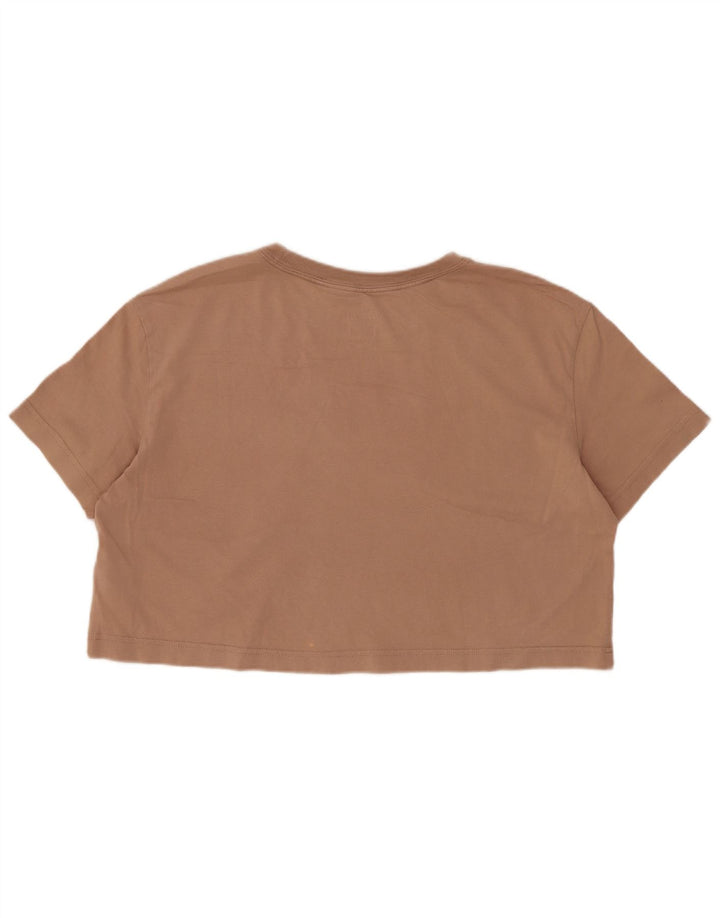 Nike Dame Crop Grafisk T-Shirt Top UK 14 Medium Beige Bomuld