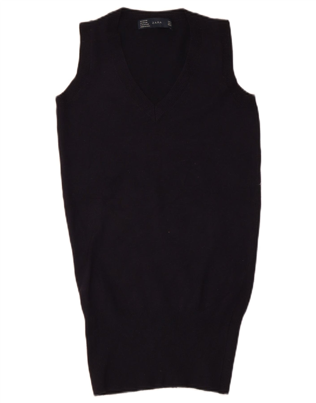 Zara Dame Vest Tank Top UK 8 Small Navy Blue Rayon