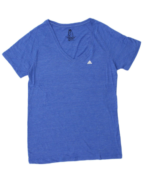 Adidas Dame T-Shirt Top UK 18 XL Blå Flecked Polyester