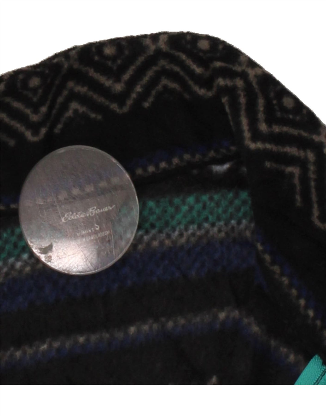 EDDIE BAUER Womens Fleece Jumper UK 10 Small Navy Blue Argyle/Diamond Vintage Eddie Bauer and Second-Hand Eddie Bauer from Messina Hembry 