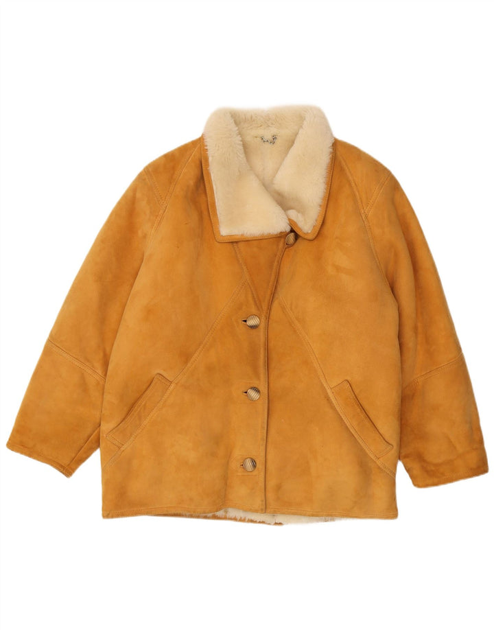 Vintage Dame Shearling Jacket IT 46 Large Brown Shearling