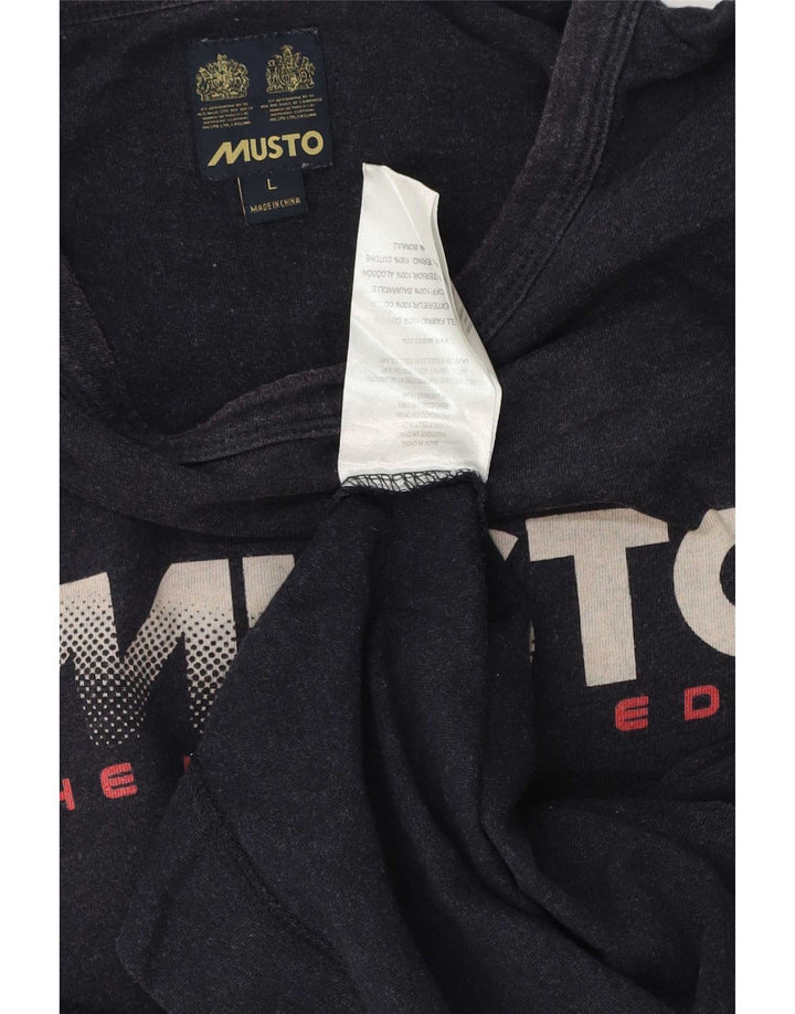 Musto Herre Grafisk Sweatshirt Jumper Stor Marineblå Bomuld