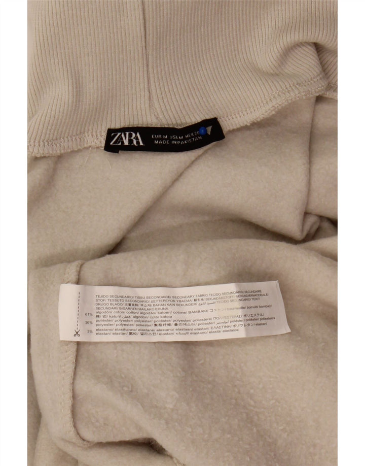 Zara Dame Rullehals Sweatshirt Jumper UK 14 Medium Beige Bomuld