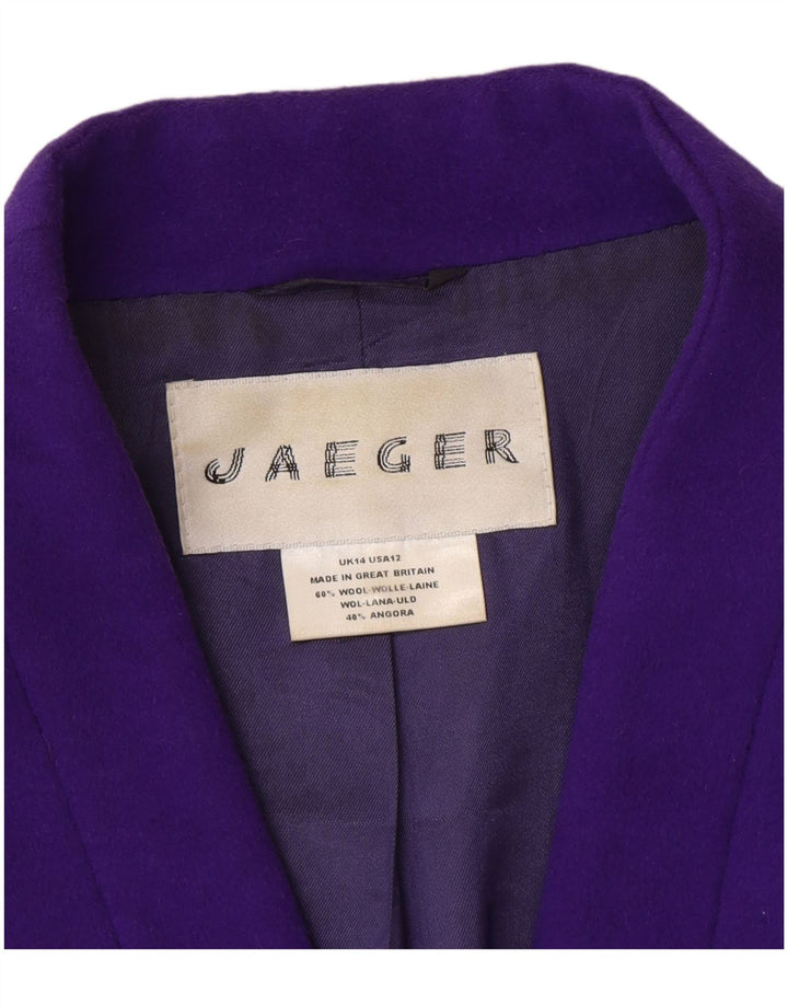 Jaeger Dame Blazer Jacket UK 14 Stor Lilla Uld