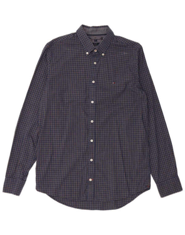 Tommy Hilfiger Herre Slim Fit skjorte Medium Navy Blue Gingham Cotton
