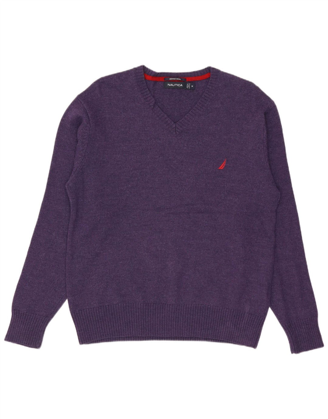 NAUTICA Herre V-hals sweater Medium Lilla Merinould