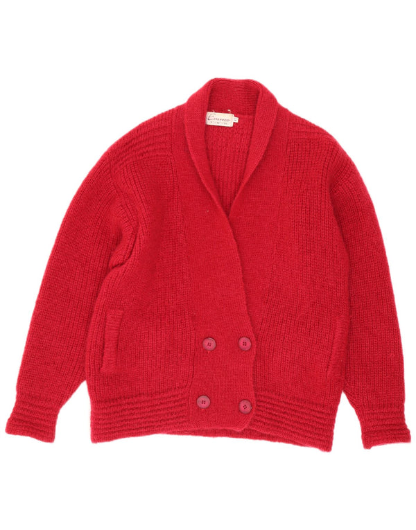 Emreco Dame Dobbeltradet Cardigan Sweater EU 38 Medium Rød Uld