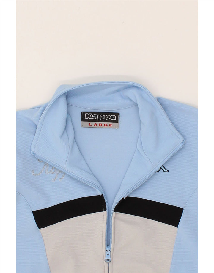 KAPPA Womens Tracksuit Top Jacket UK 14 Medium Blue Colourblock Polyester Vintage Kappa and Second-Hand Kappa from Messina Hembry 