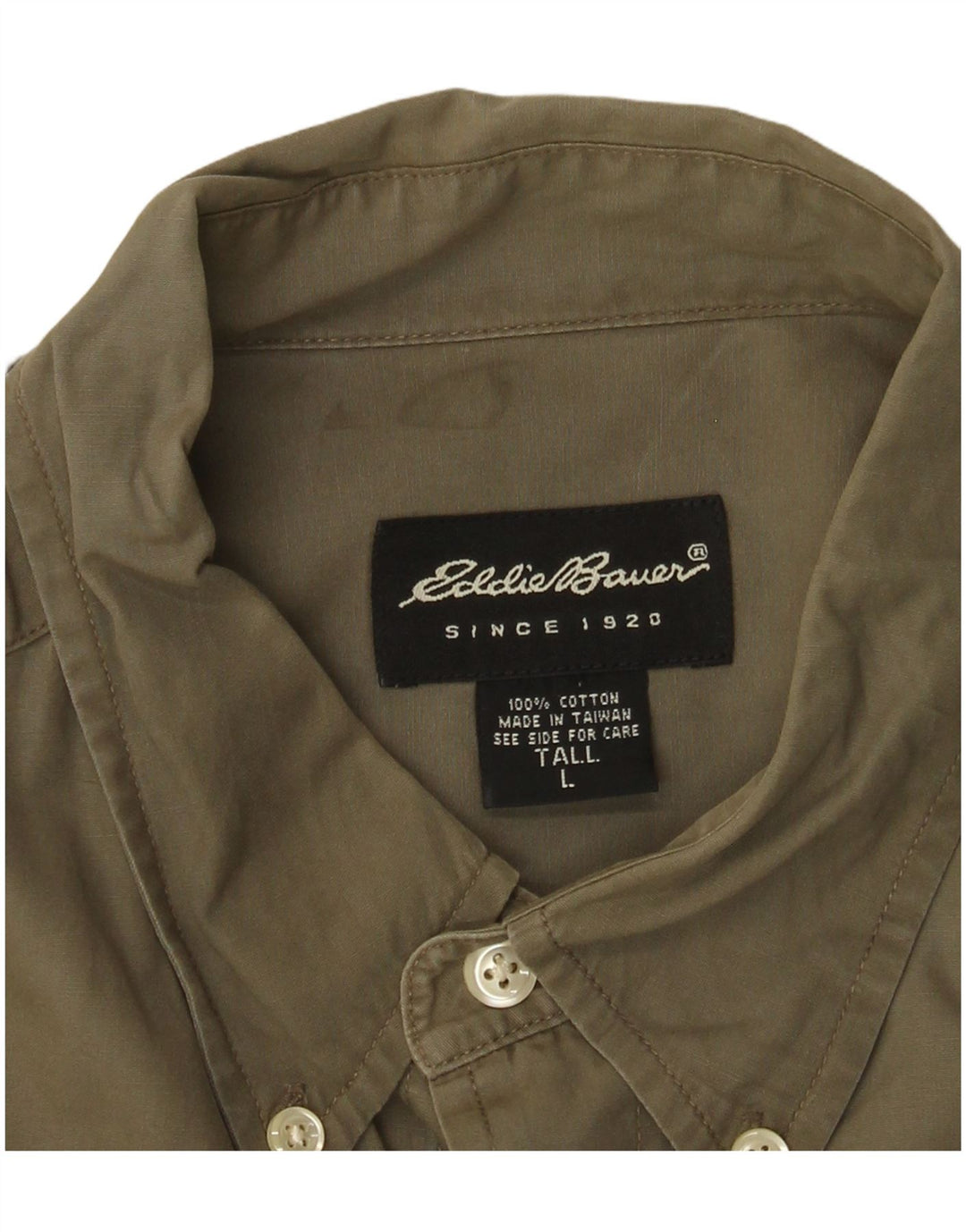 EDDIE BAUER Høj skjorte til mænd Stor Khaki Bomuld