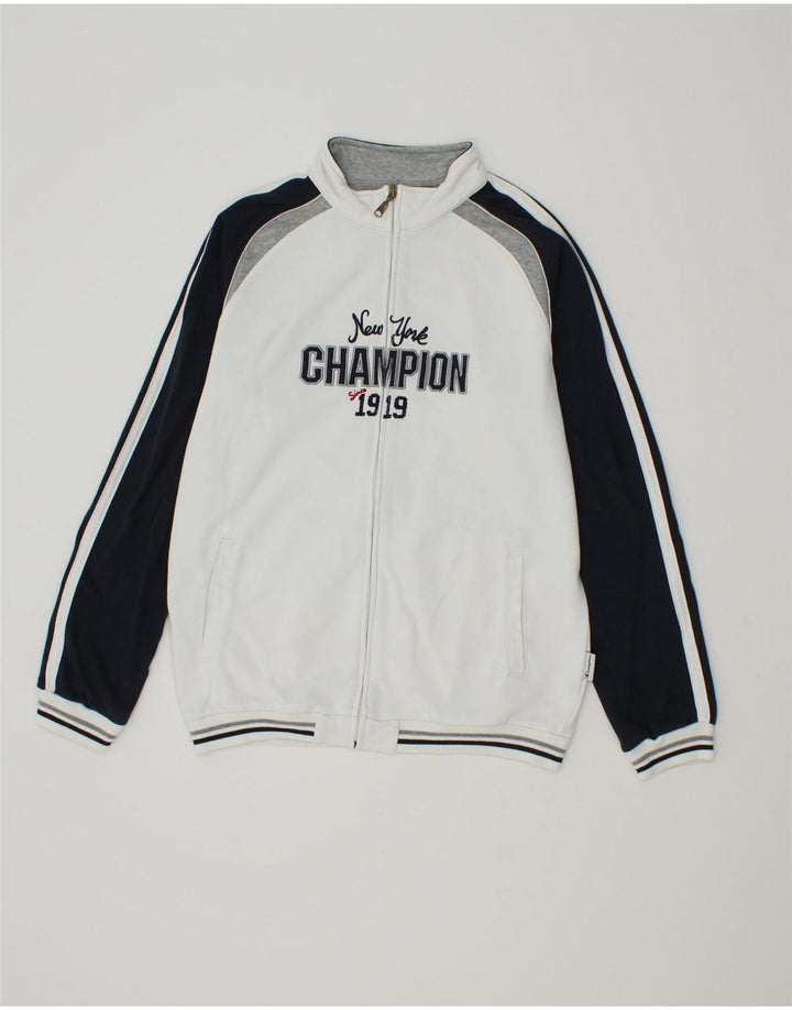 CHAMPION Boys Graphic Tracksuit Top Jacket 13-14 Years  XL White Vintage Champion and Second-Hand Champion from Messina Hembry 
