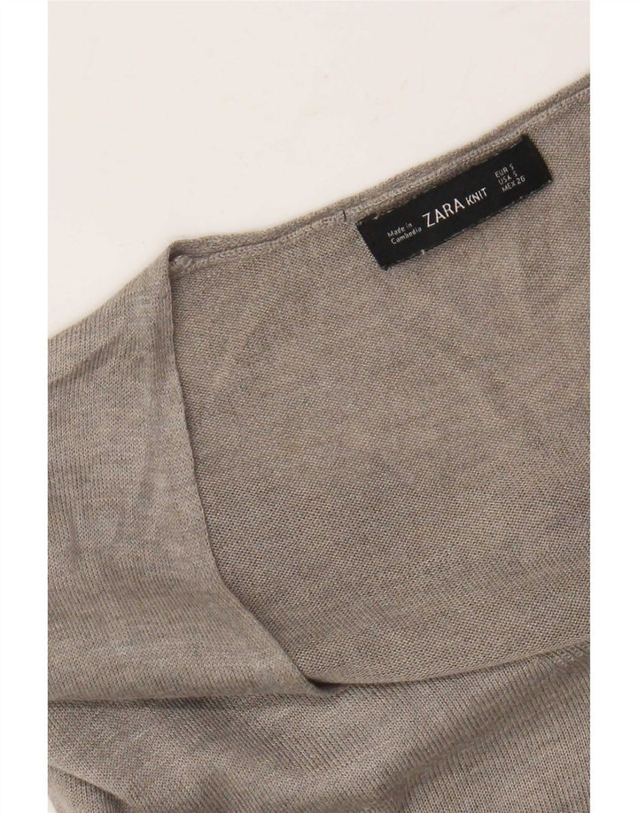 Zara Womens Longline V-hals sweater UK 10 Small Grey
