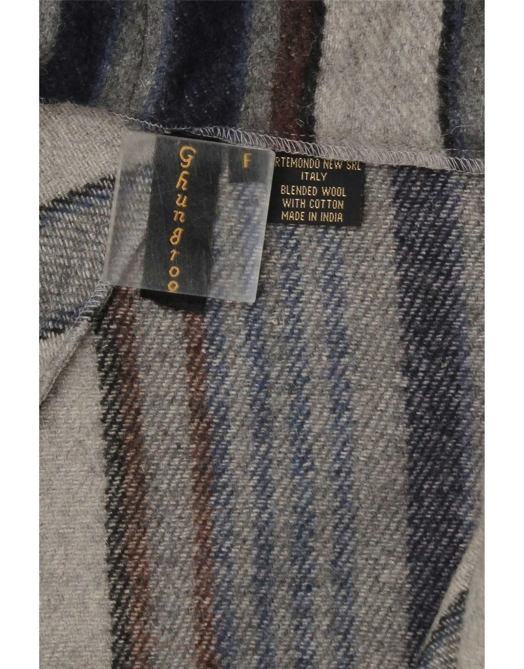 Vintage åben overfrakke til kvinder UK 20 2XL marineblå stribet uld