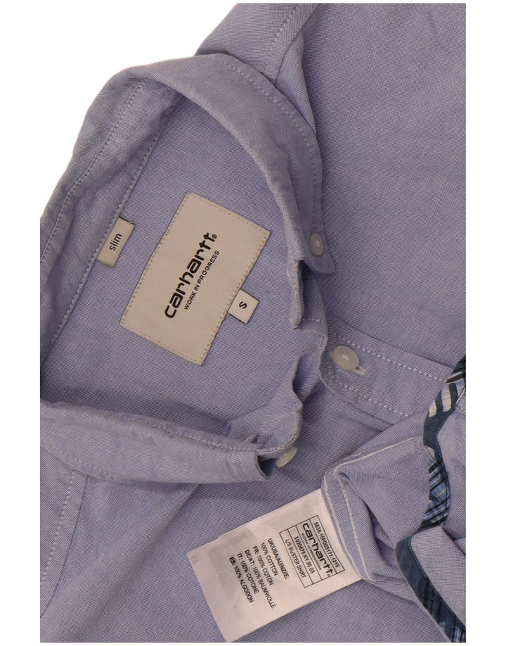 Carhartt Slim skjorte til mænd, lille blå farveblok bomuld