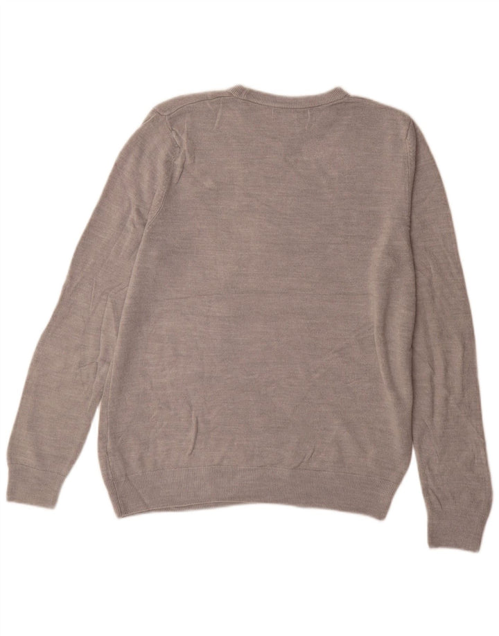 Marks & Spencer Herre sweater med rund hals, mellemgrå akryl