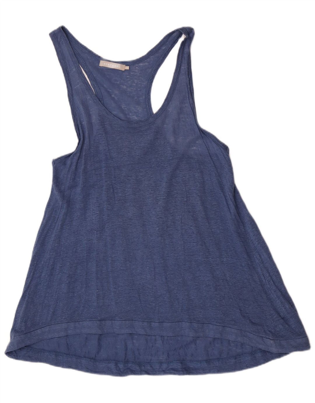 Stefanel Dame Ærmeløs Tunika Top UK 12 Medium Blue Linen