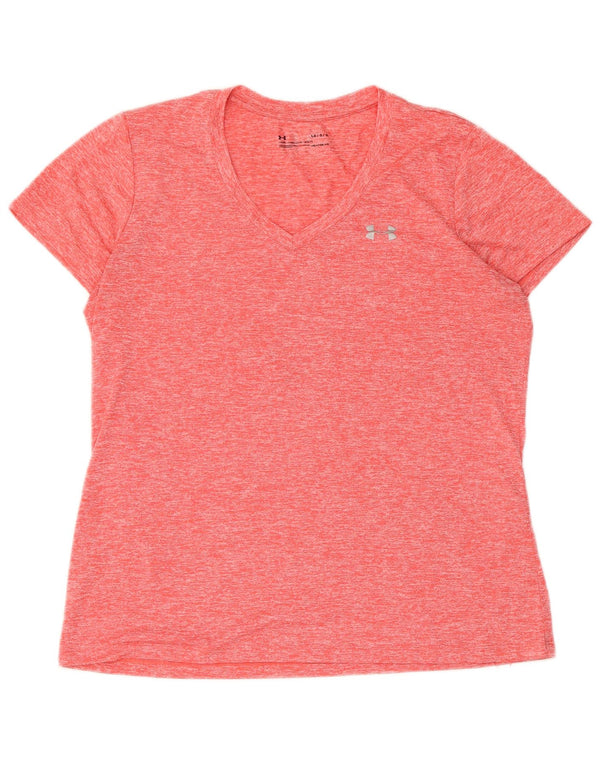 Under Armour Dame Kortærmet T-Shirt Top UK 16 Large Orange Sports