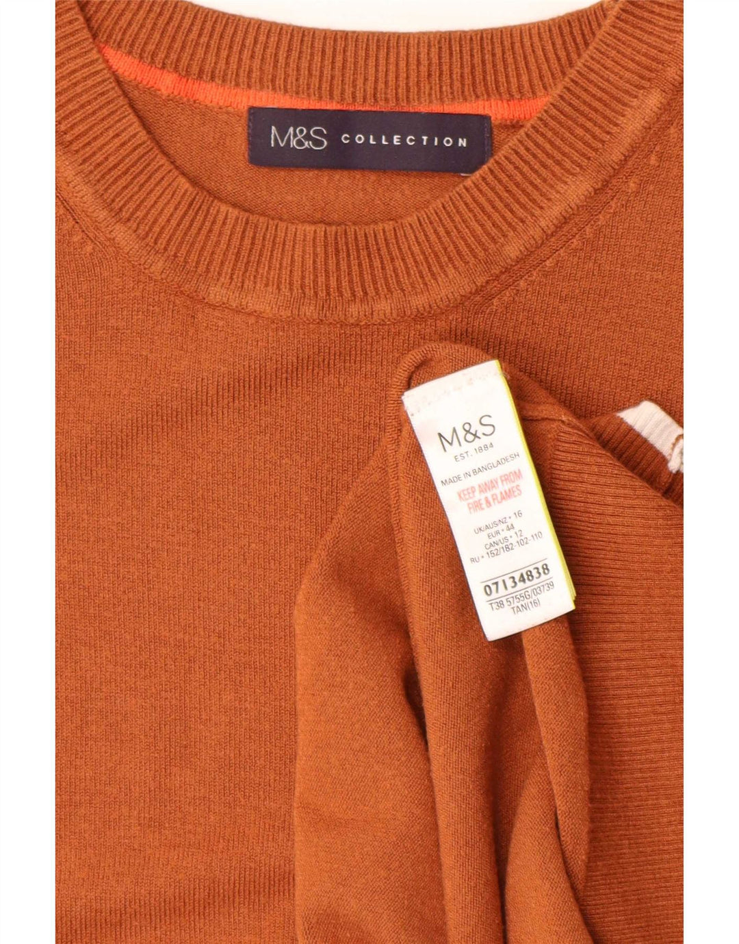 Marks & Spencer Dame Boat Neck Jumper Sweater UK 16 Large Brown