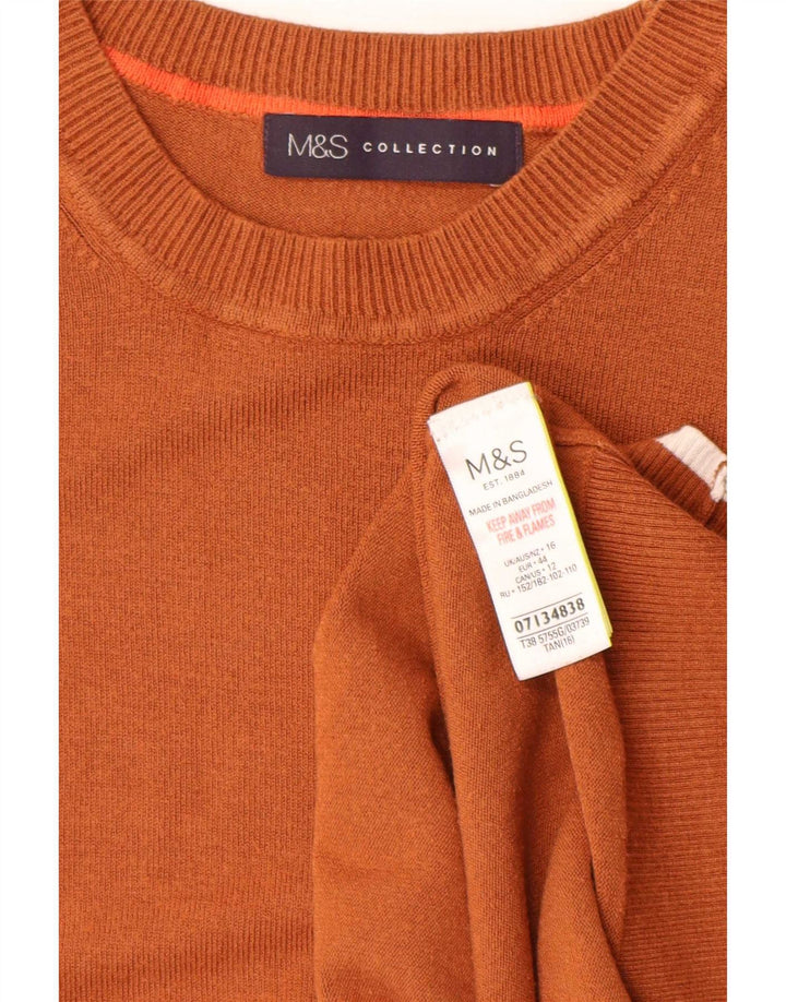 Marks & Spencer Dame Boat Neck Jumper Sweater UK 16 Large Brown