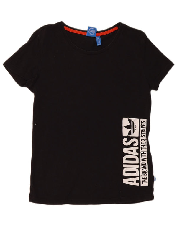 Adidas Dame Grafisk T-Shirt Top UK 10 Small Black Bomuld