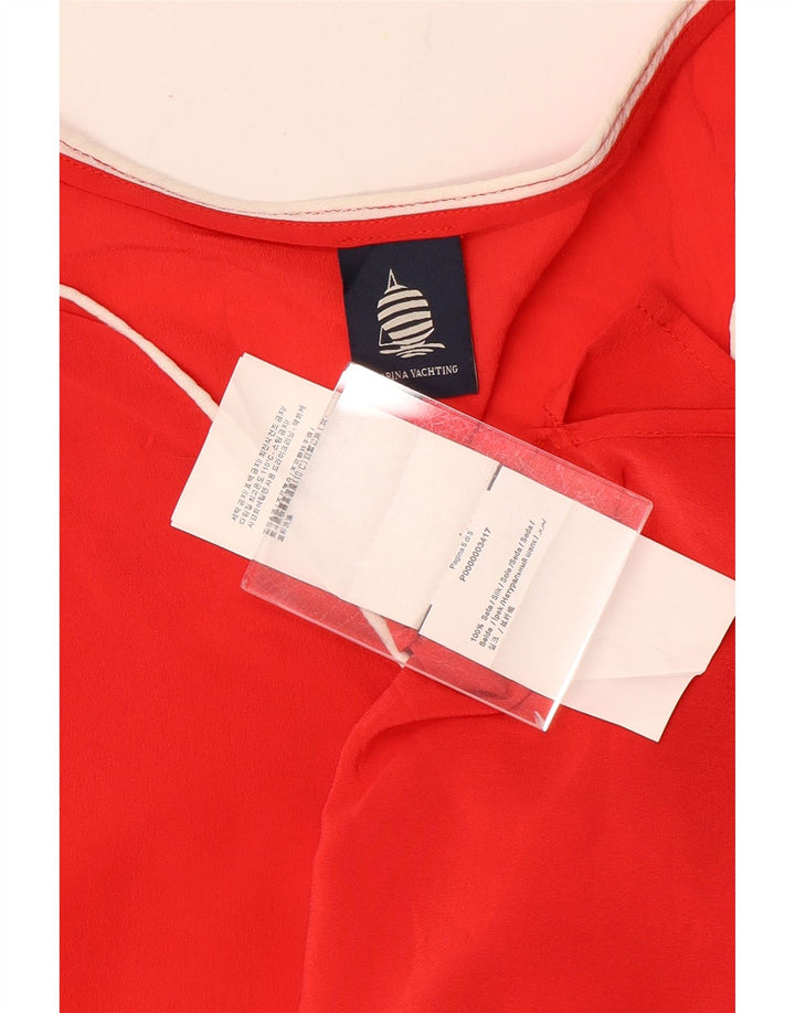 Marina Yachting Dame Oversized Bluse Top UK 6 XS Rød Silke