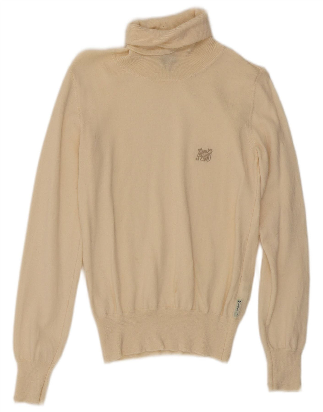 Armani Jeans Dame Roll Neck Jumper Sweater UK 12 Medium Beige Uld