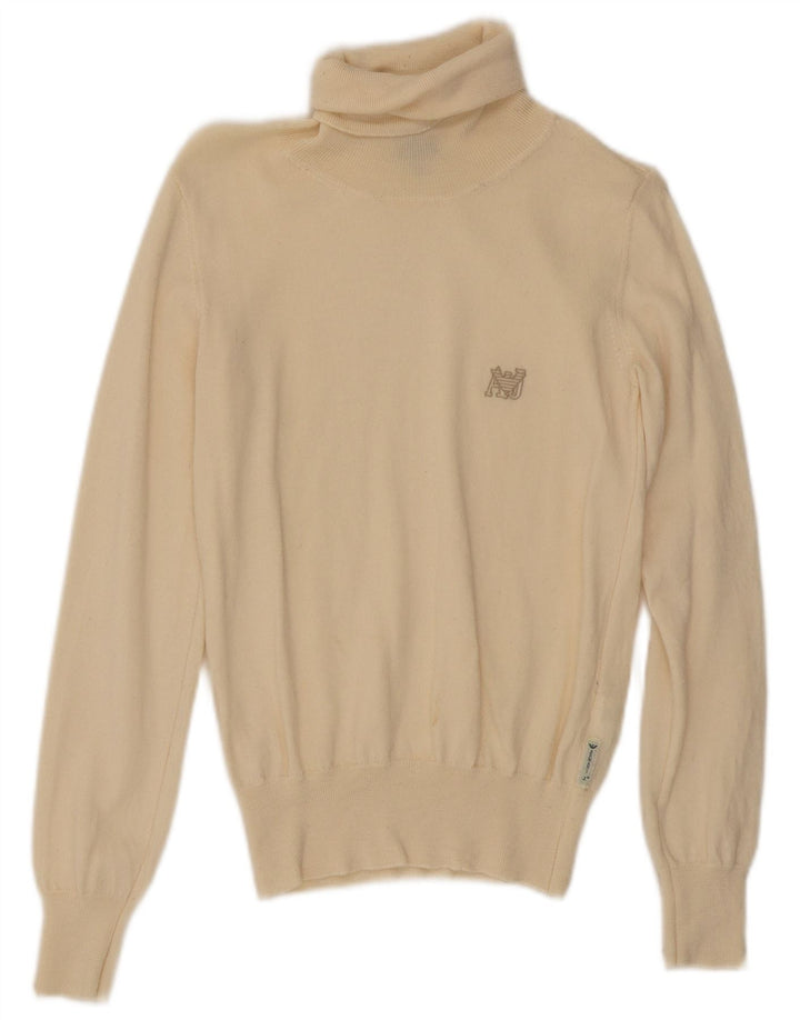 Armani Jeans Dame Roll Neck Jumper Sweater UK 12 Medium Beige Uld