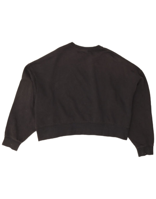 Nike Womens Crop Oversized Sweatshirt Jumper UK 14 Medium Sort Bomuld