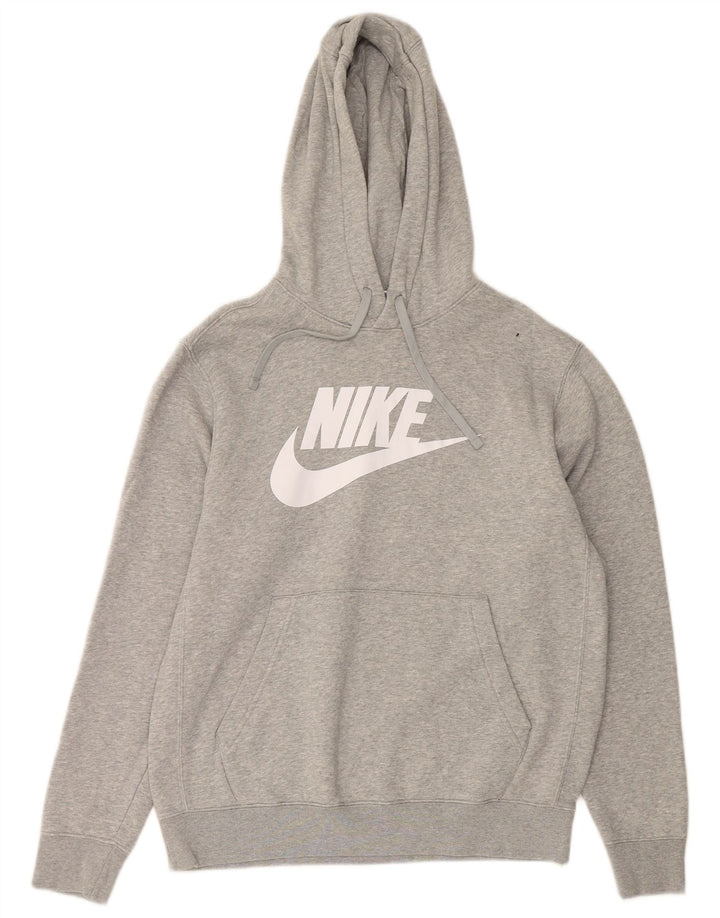 NIKE Mens Graphic Hoodie Jumper Medium Grey Cotton