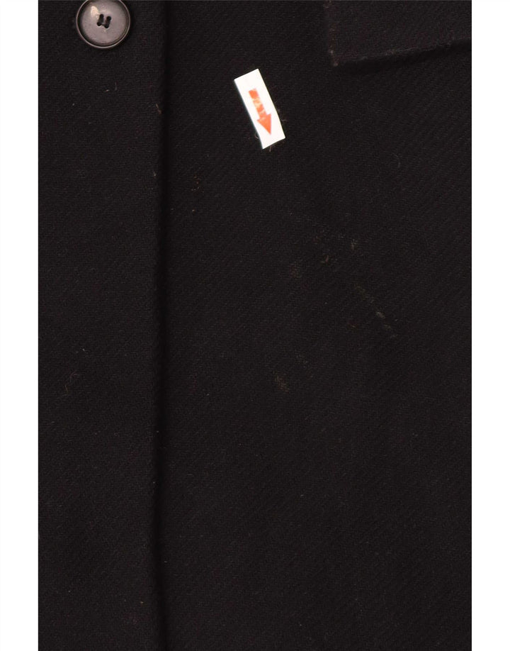 Zara Dame Dobbeltradet Frakke UK 14 Medium Sort Uld