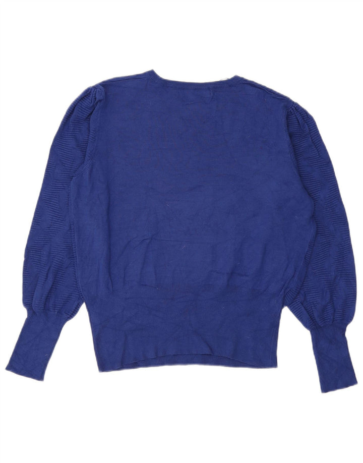 Marks & Spencer Dame sweater med rund hals DK 14 Stor blå viskose