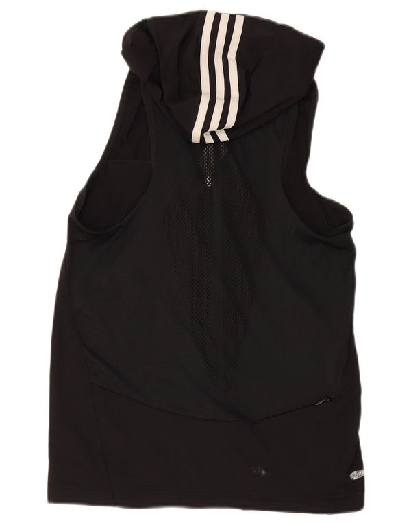 Adidas Dame Hætte ærmeløs træningsdragt Top UK 6 XS Sort Stribet