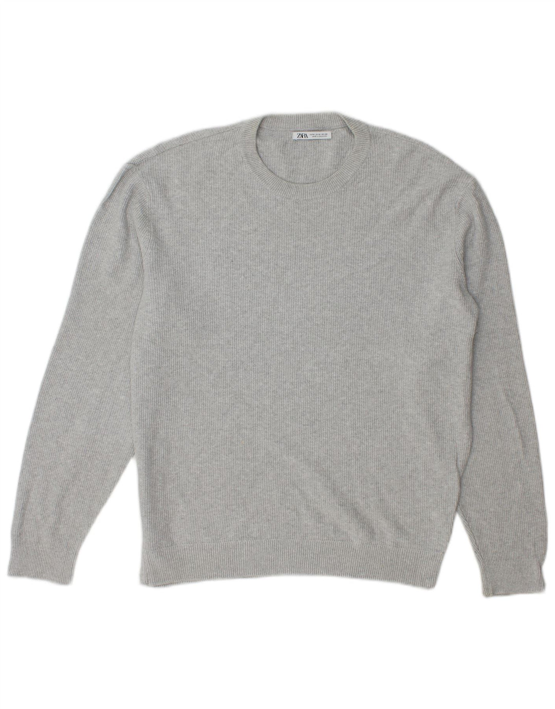 Zara Herre sweater med rund hals, mellemgrå bomuld