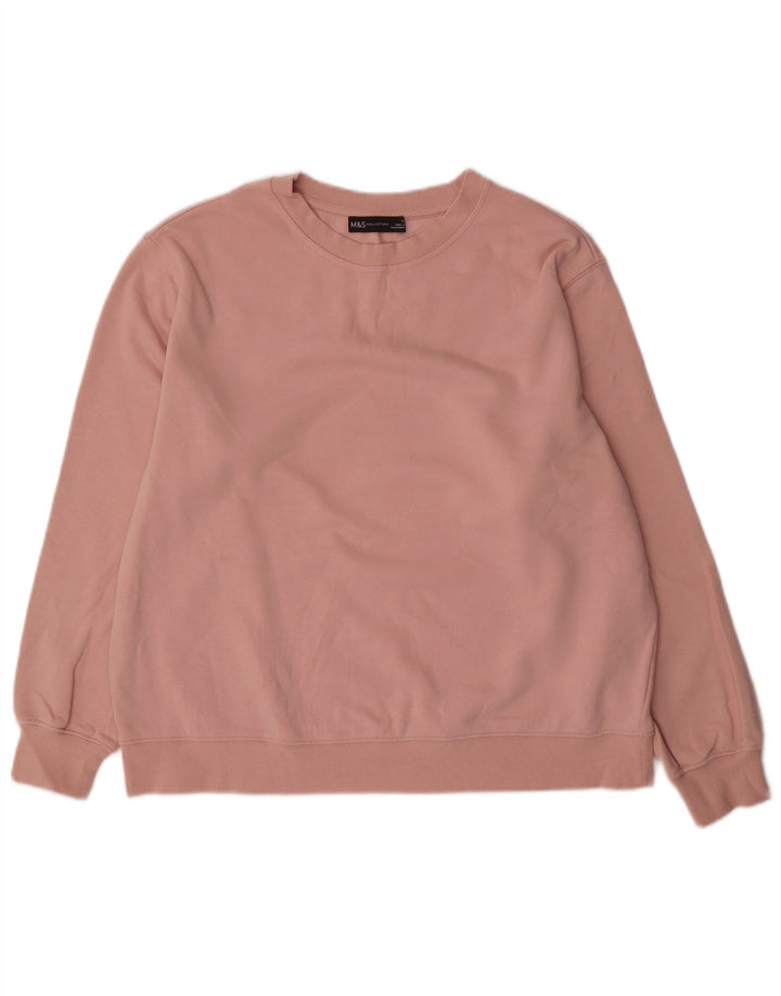 Marks & Spencer Dame Oversized Sweatshirt Jumper UK 14 Medium Pink Bomuld