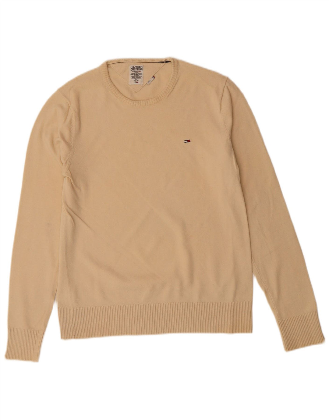 TOMMY HILFIGER Herre sweater med rund hals, lille beige bomuld