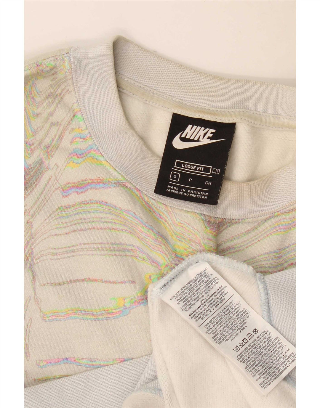 Nike Dame sweatshirt med abstrakt mønster UK 10 Small Off White