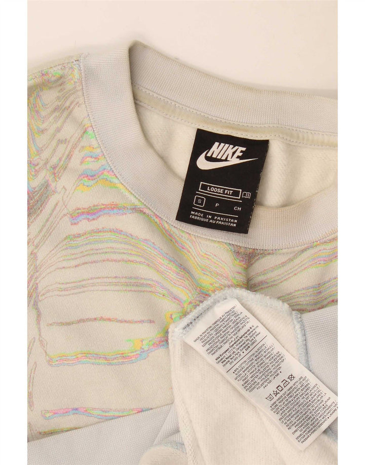 Nike Dame sweatshirt med abstrakt mønster UK 10 Small Off White