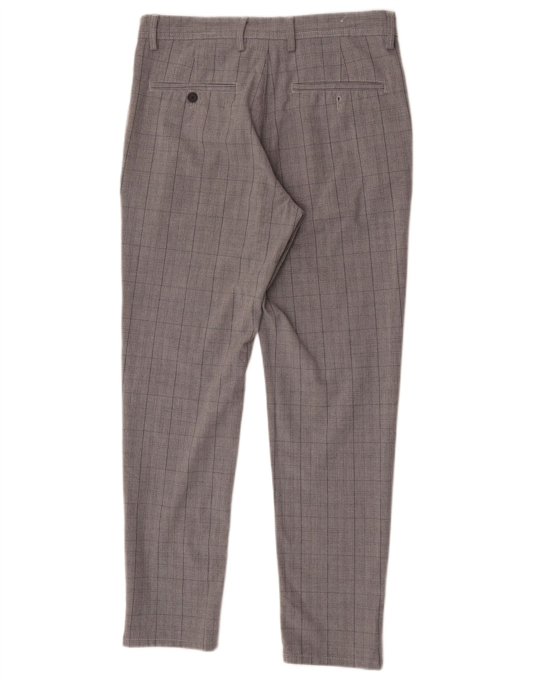 Zara Herre Slim Chino Bukser EU 38 Small W30 L28 Grå ternet polyester