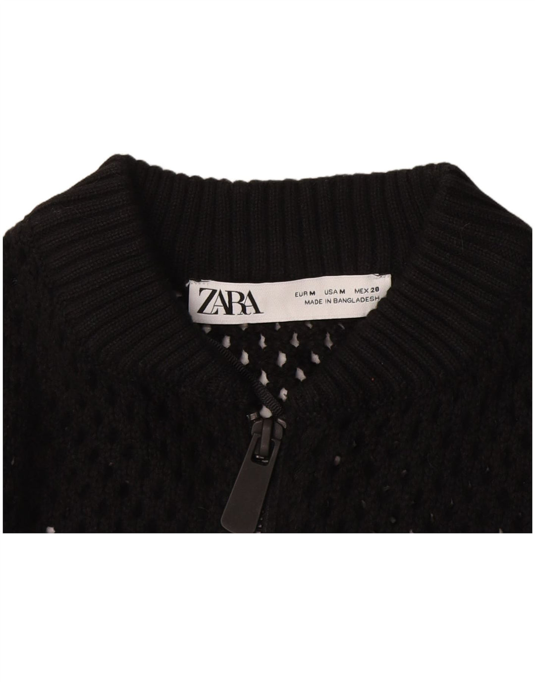 Zara Womens Crop See Through Cardigan Sweater UK 12 Medium Black