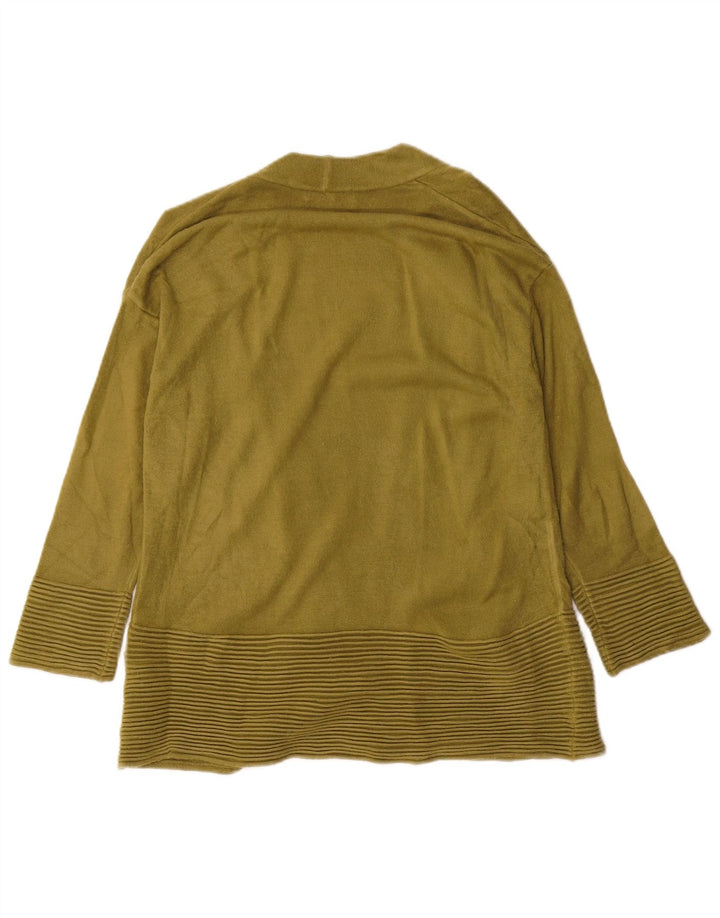 Marks & Spencer Dame 3/4 ærmet åben cardigan sweater UK 14 Medium Khaki