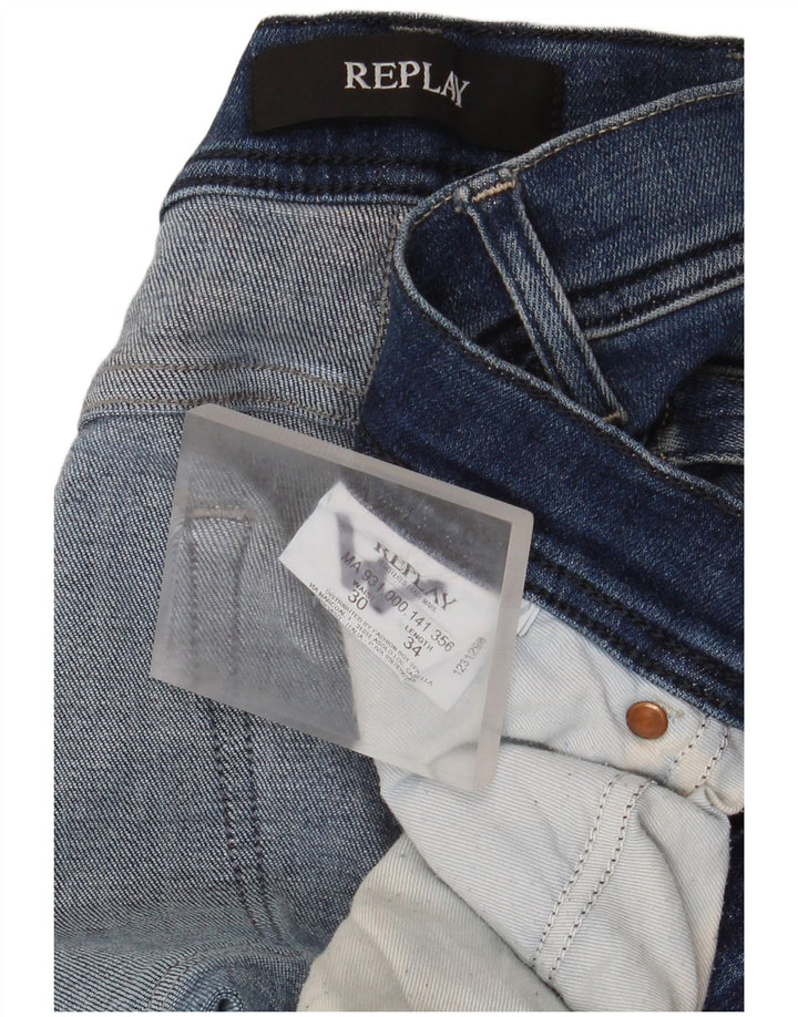 Replay Womens Crop Distressed Slim Jeans W30 L26 Blue