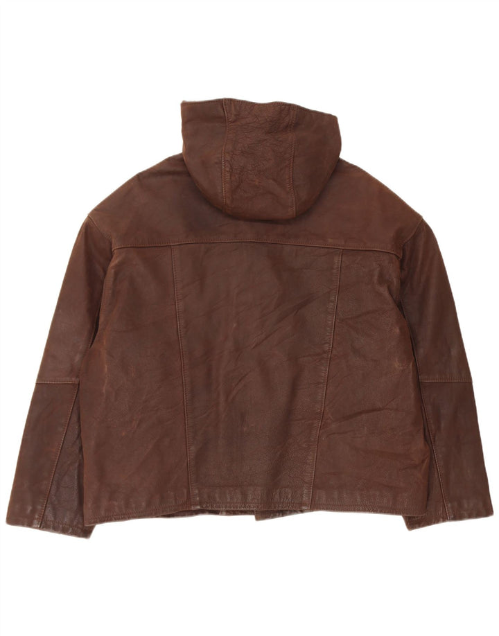 Bracci Herre Hooded Læderjakke UK 38 Medium Brown