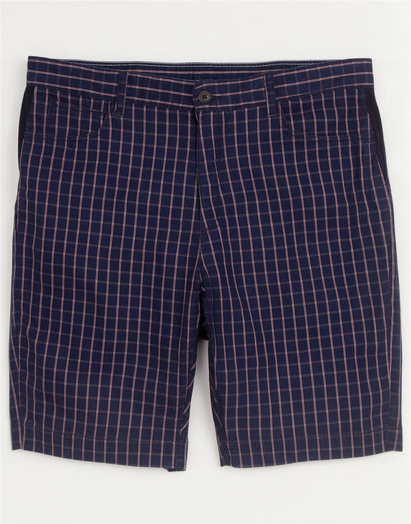 Lacoste Herre Chino Shorts Størrelse 44 Large W34 Marineblå Ternet Bomuld