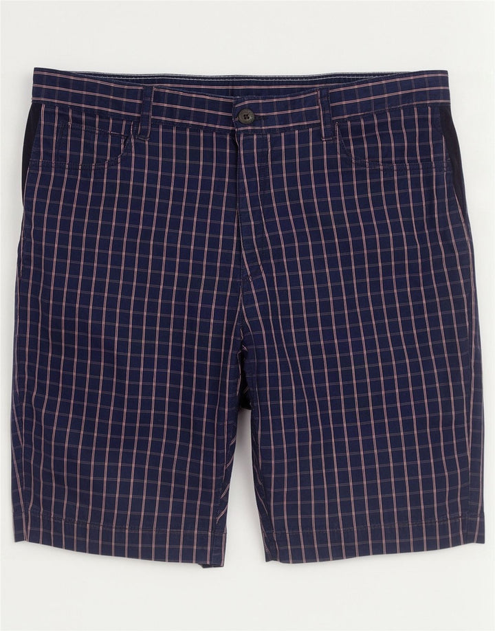 Lacoste Herre Chino Shorts Størrelse 44 Large W34 Marineblå Ternet Bomuld