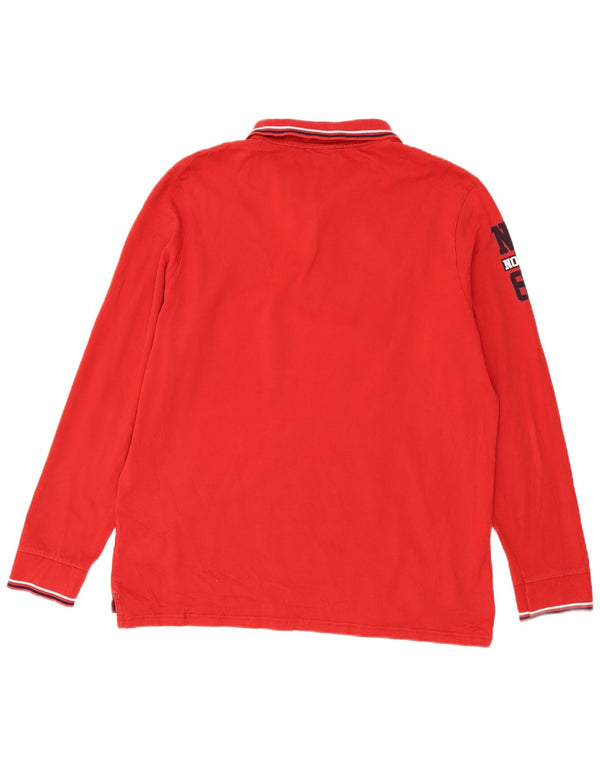 North Sails Herre Grafisk Langærmet Polo Shirt XL Rød Bomuld