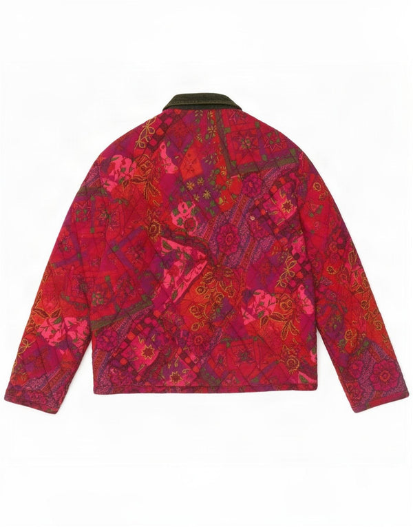 American System Quiltet jakke til kvinder UK 14 Medium Pink Blomsterbomuld