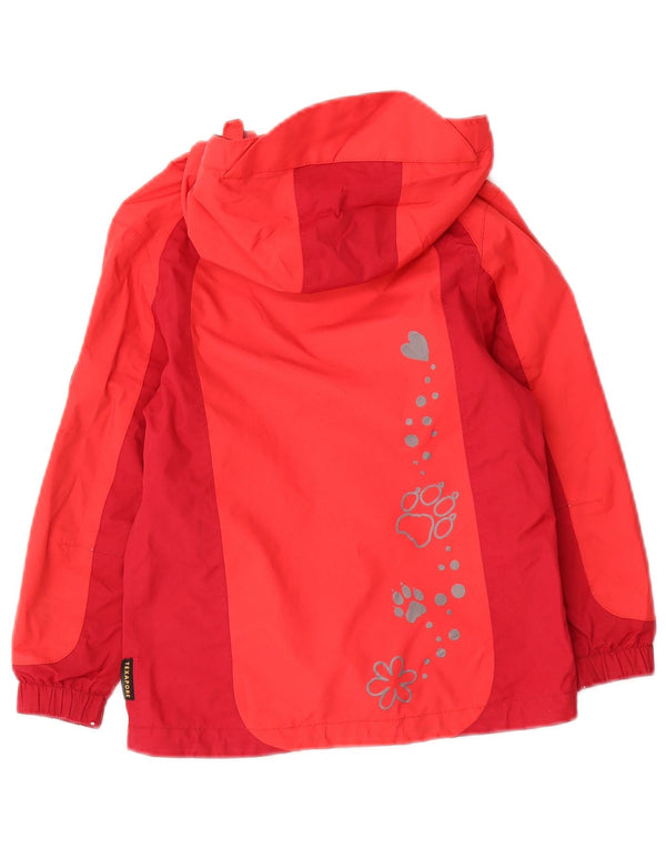 Jack Wolfskin Drenge Hætte Regnjakke 4-5 År Rød Colourblock Polyamid