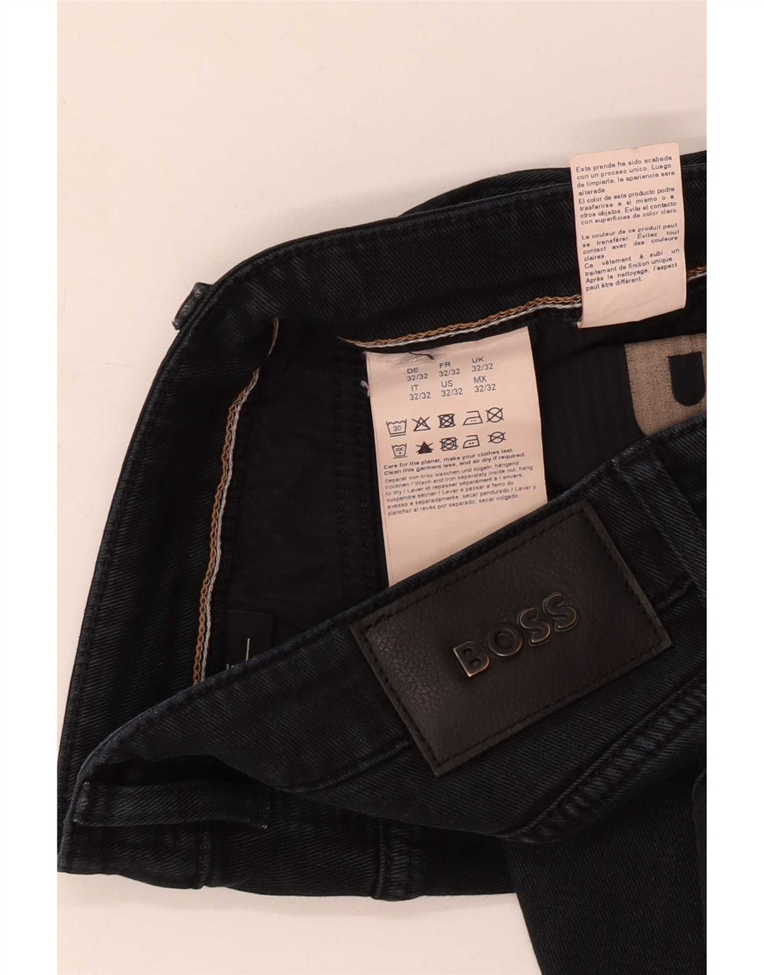 Hugo Boss Straight Jeans til mænd W32 L32 Marineblå bomuld