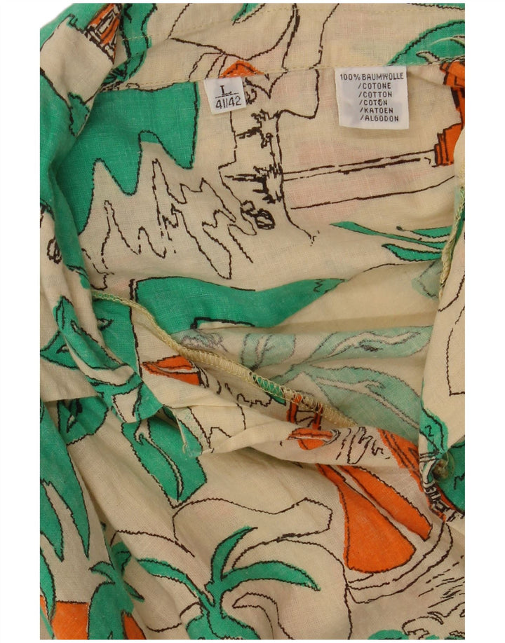 Vintage herre skøre mønster skjorte størrelse 41/42 Stor flerfarvet hawaiiansk